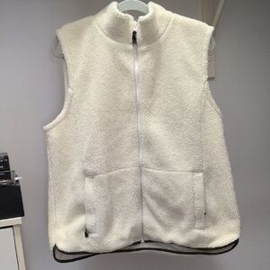 White Fleece Zip-Up Vest